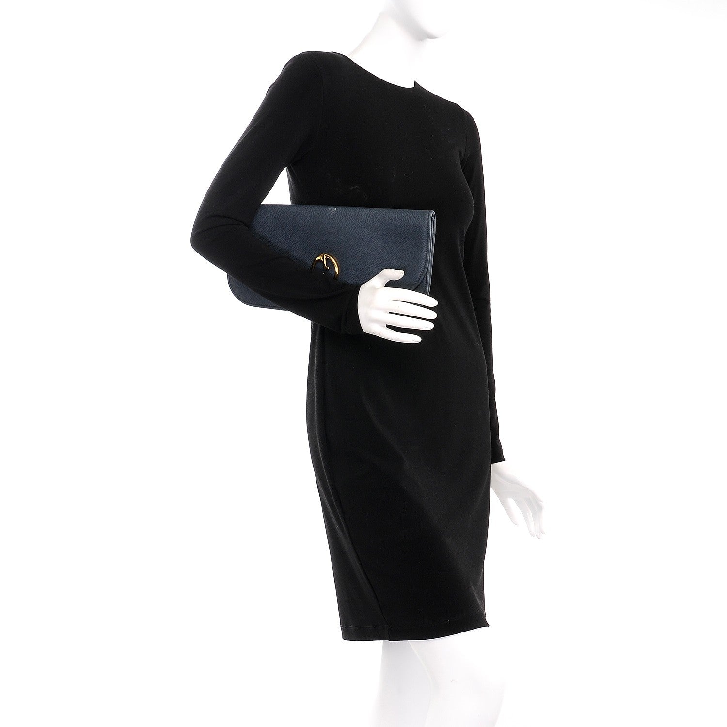 Gucci Pebbled Calfskin 1973 Continental Clutch Blue 2 of 7