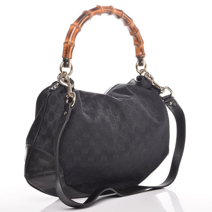 Gucci Monogram Medium Peggy Bamboo Top Handle Bag Black 4 of 8