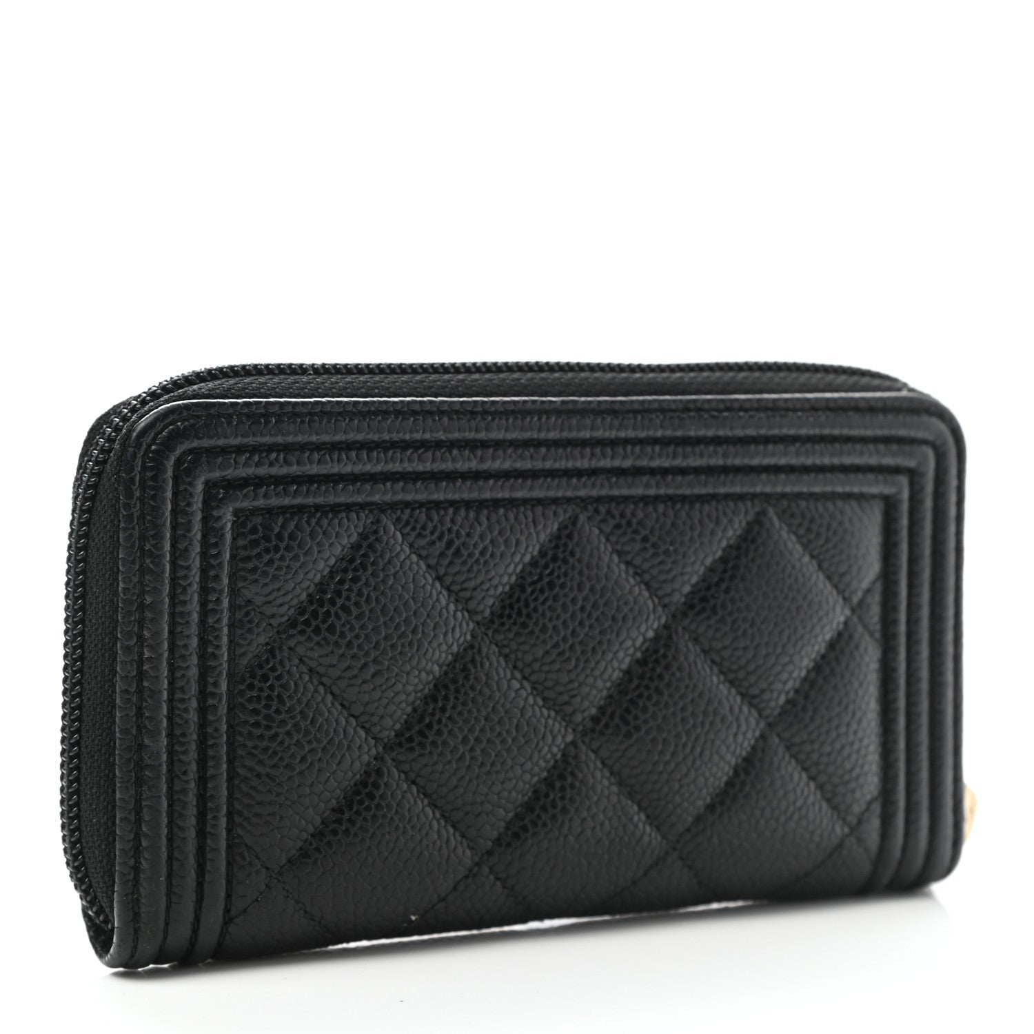 Chanel Caviar Quilted Small Boy Zip Around Wallet Black 3 of 8