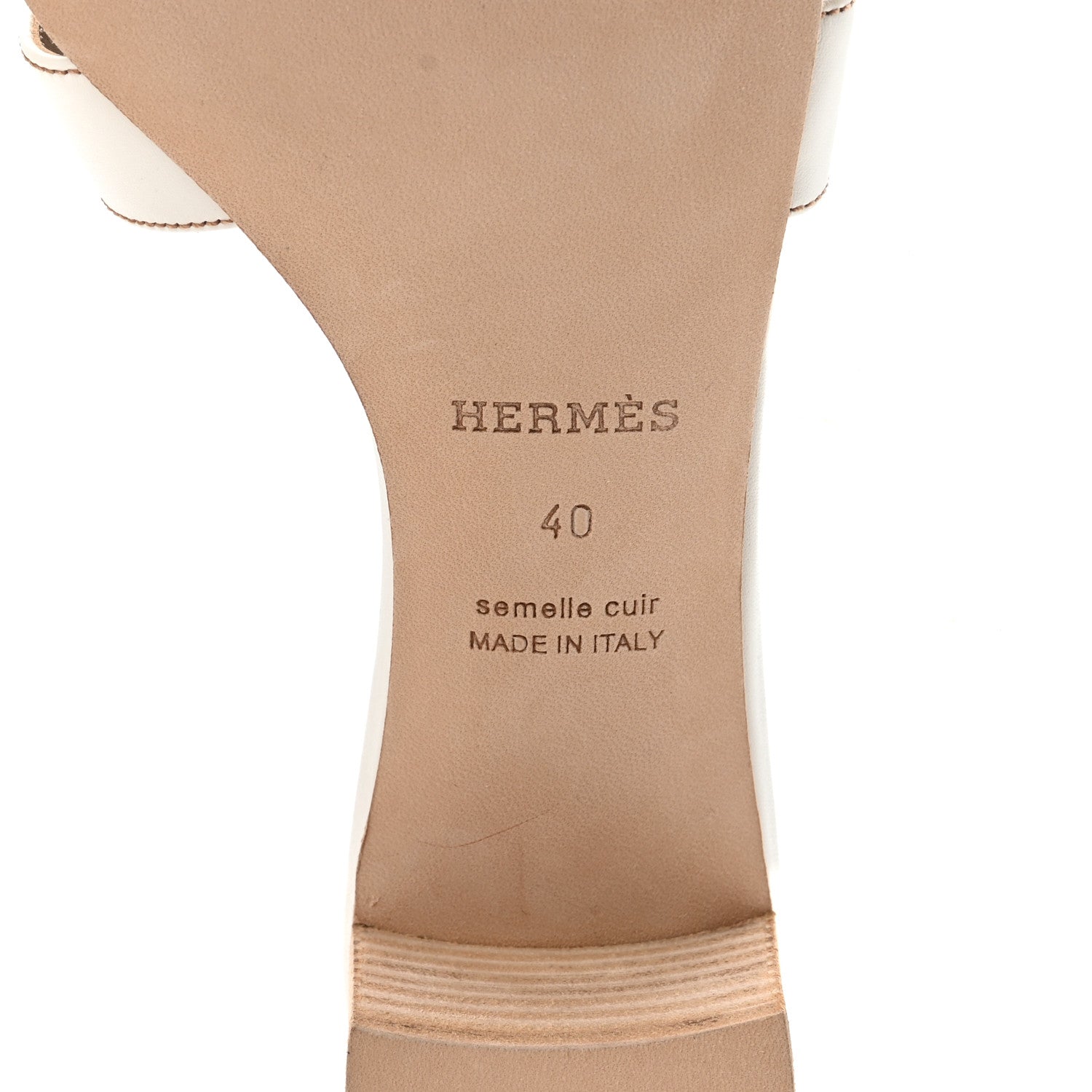 Hermes Calfskin Oasis Sandals 40 White 7 of 9