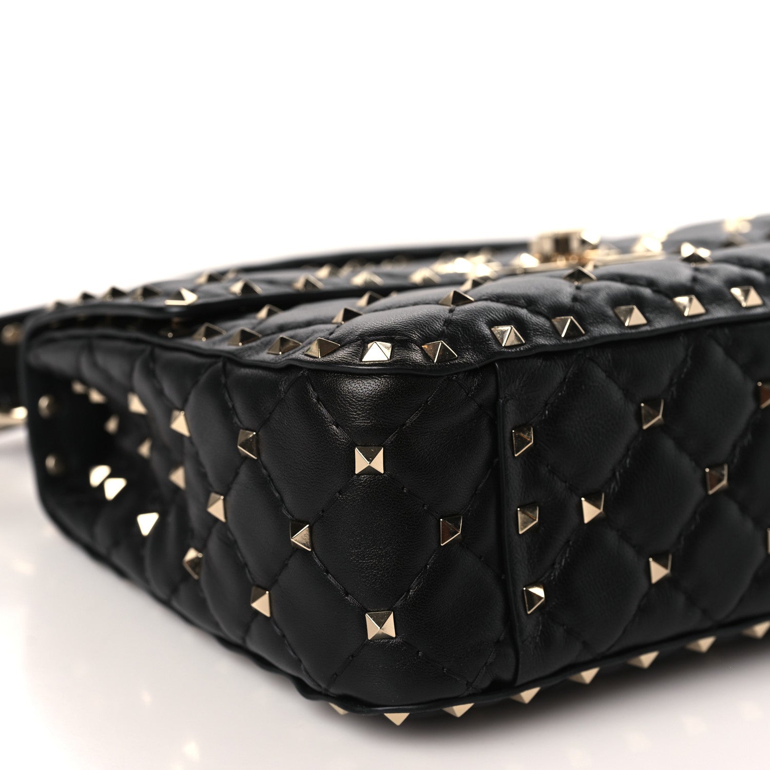 Valentino Garavani Lambskin Medium Rockstud Spike Shoulder Bag Black 7 of 8