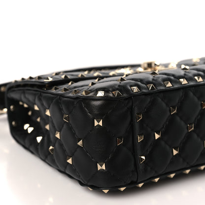 Valentino Garavani Lambskin Medium Rockstud Spike Shoulder Bag Black 7 of 8