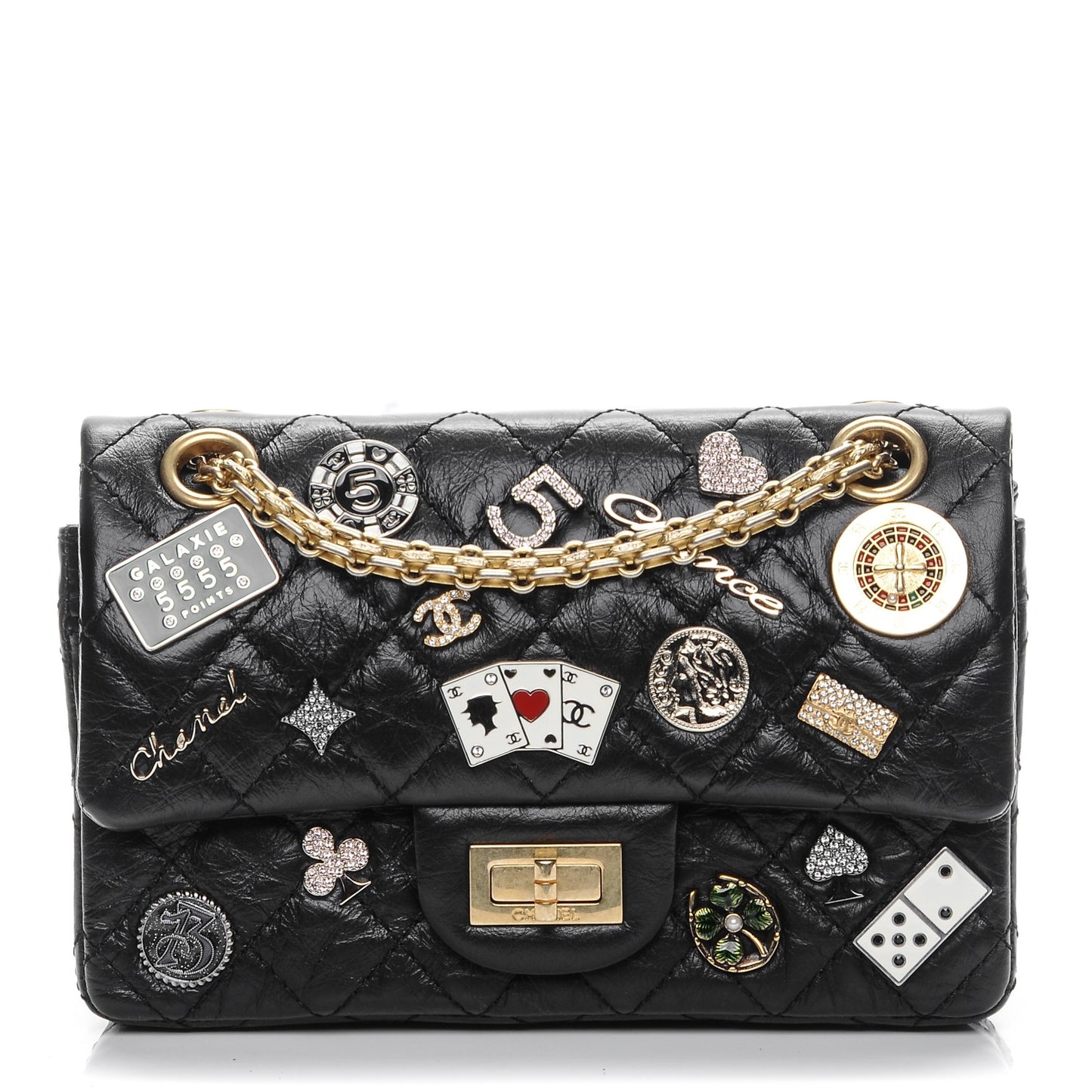 Aged Calfskin Casino 2.55 Reissue 224 Flap Black
