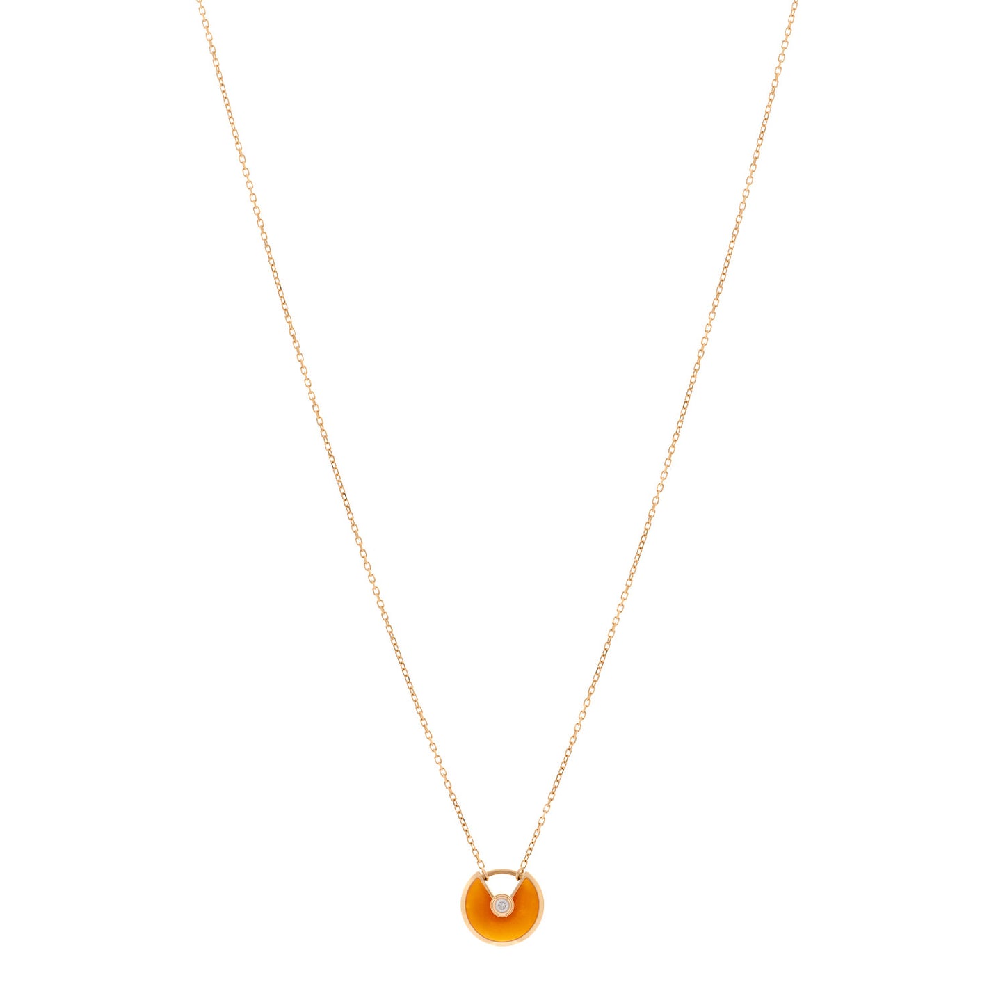 18K Pink Gold Diamond Carnelian XS Amulette de Cartier Pendant Necklace