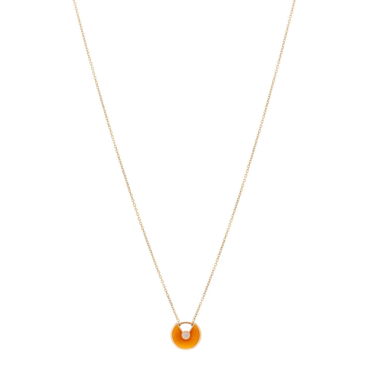 Cartier 18K Pink Gold Diamond Carnelian XS Amulette de Cartier Pendant Necklace 1 of 4