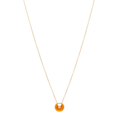 Cartier 18K Pink Gold Diamond Carnelian XS Amulette de Cartier Pendant Necklace 1 of 4