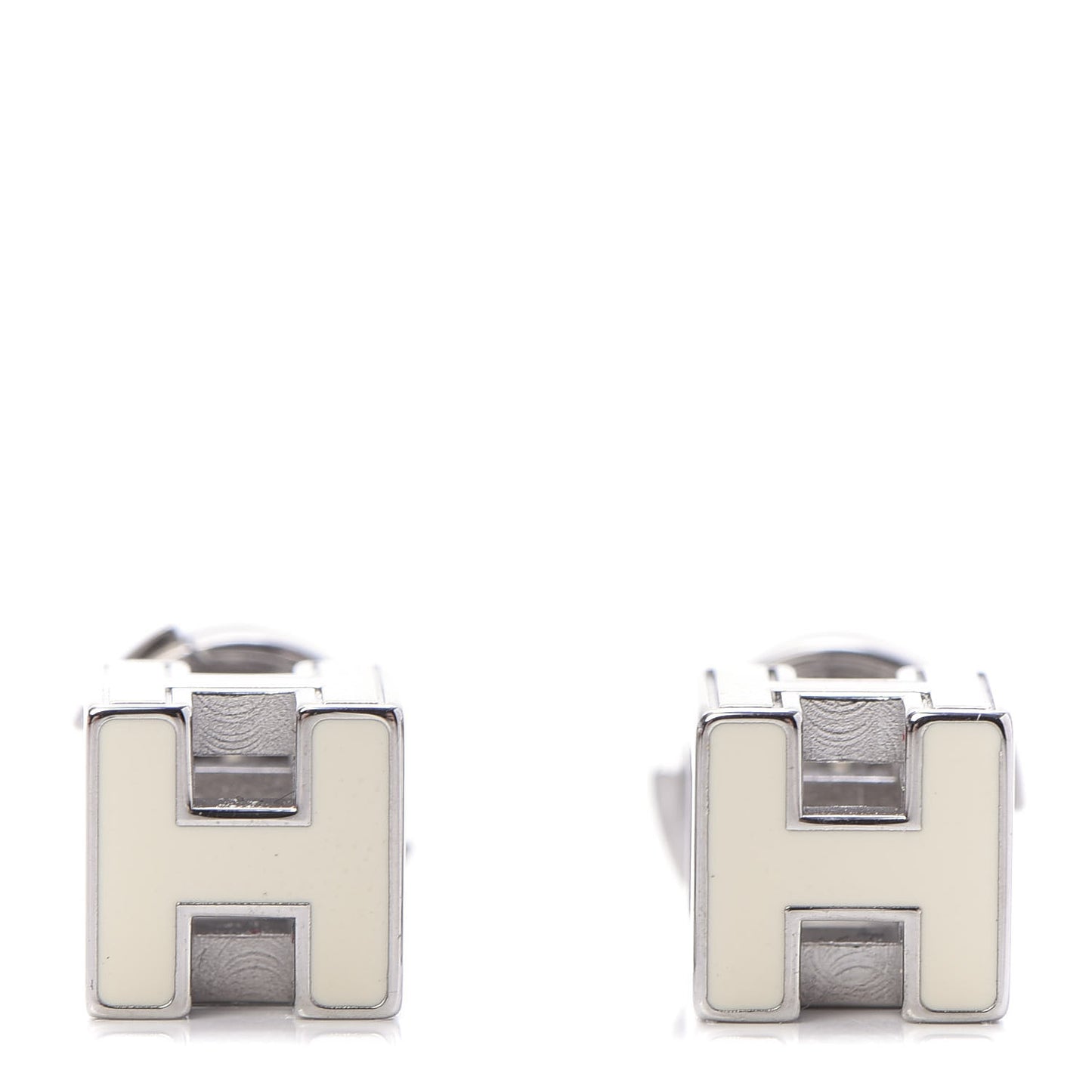 Palladium Lacquered Cage d'H Earrings Ecru