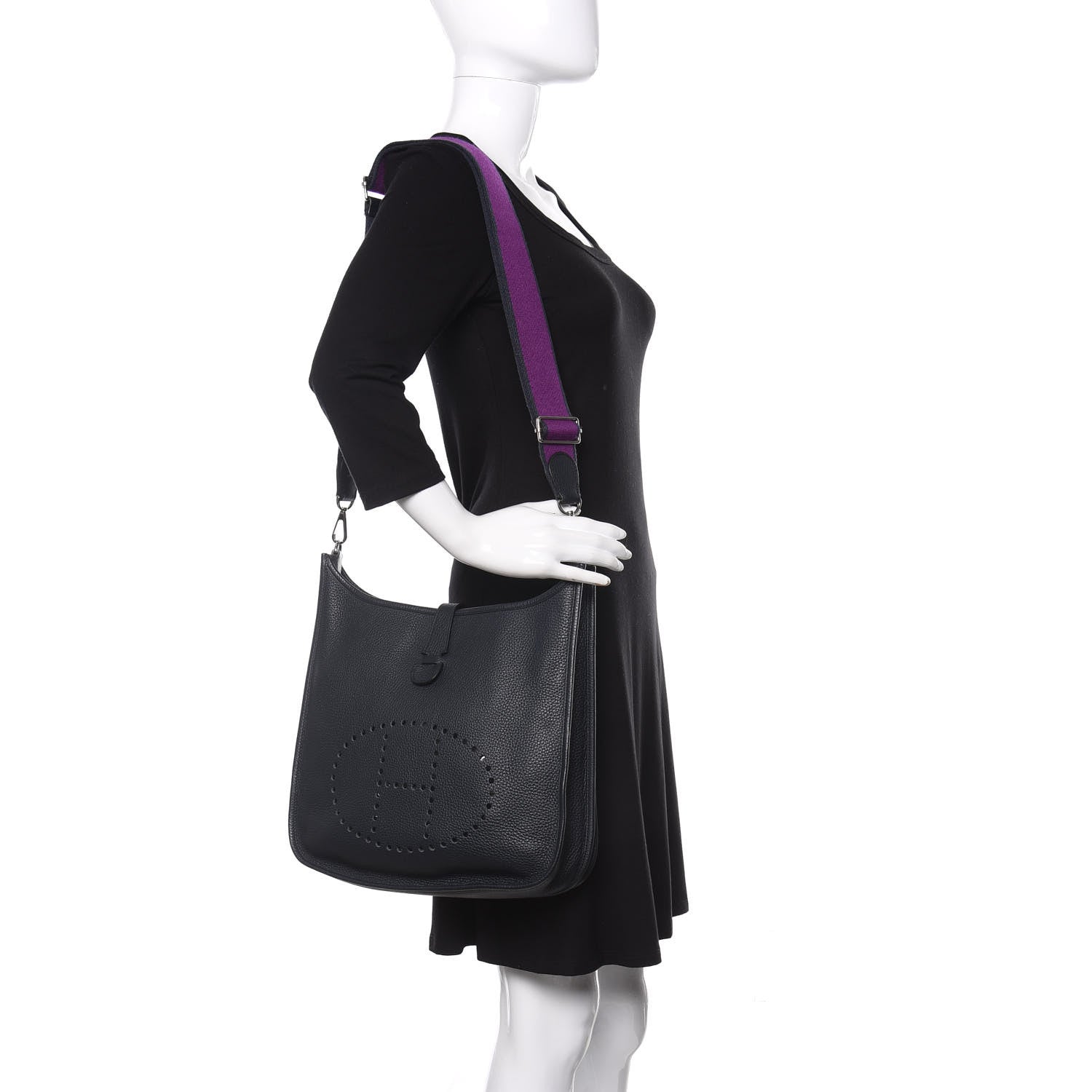Hermes Taurillon Clemence Amazone Evelyne III GM Bleu Obscur Ultraviolet 2 of 10