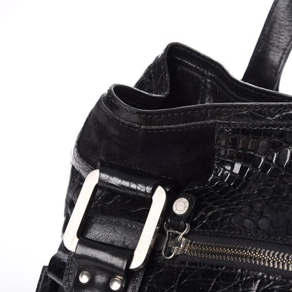 Jimmy Choo Croc Calfskin Embossed Mahala Black 8 of 10