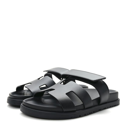 Hermes Calfskin Womens Chypre Sandals 36 Black 3 of 9
