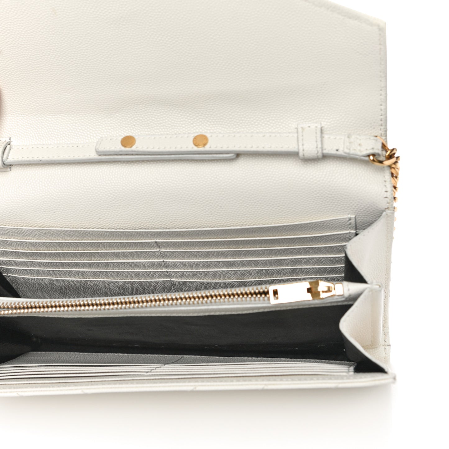 Grain De Poudre Matelasse Chevron Monogram Chain Wallet White