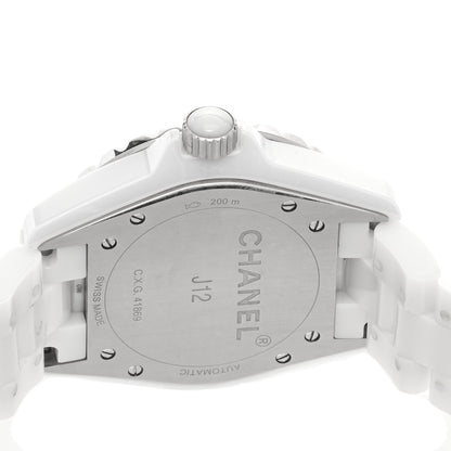 Chanel Stainless Steel Ceramic Diamond 38mm J12 Automatic Watch White 4 of 5