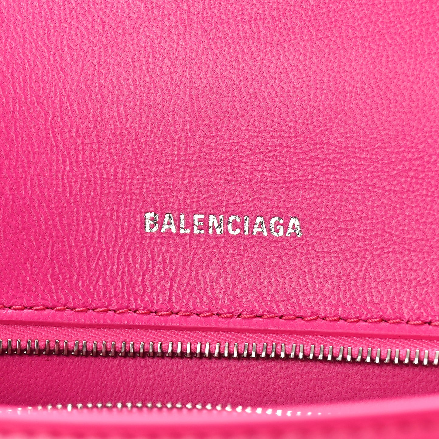 Shiny Box Calfskin Small Hourglass Top Handle Bag Acid Fuchsia