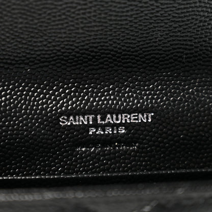 Saint Laurent Grain De Poudre Matelasse Chevron Small Monogram Envelope Wallet Black 6 of 10