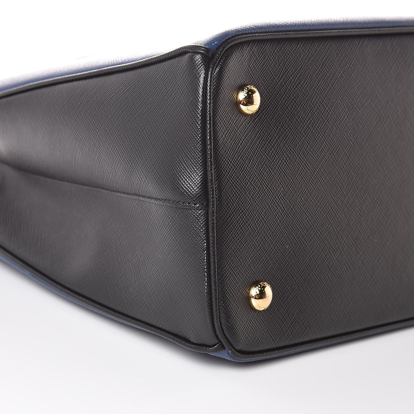 Saffiano Lux Bi-Color Medium Tote Bluette Black