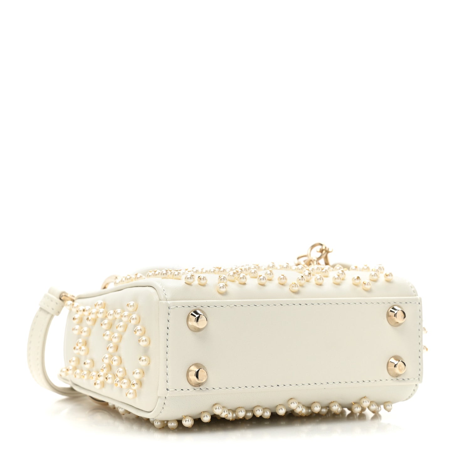 Lambskin Pearl Cannage Micro Lady Dior Latte
