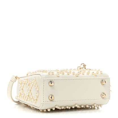 Christian Dior Lambskin Pearl Cannage Micro Lady Dior Latte 4 of 10