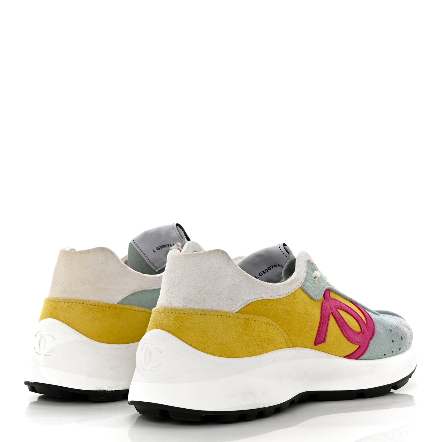 Fabric Suede Kidskin CC Sneakers 41 Light Turquoise Fuchsia Yellow