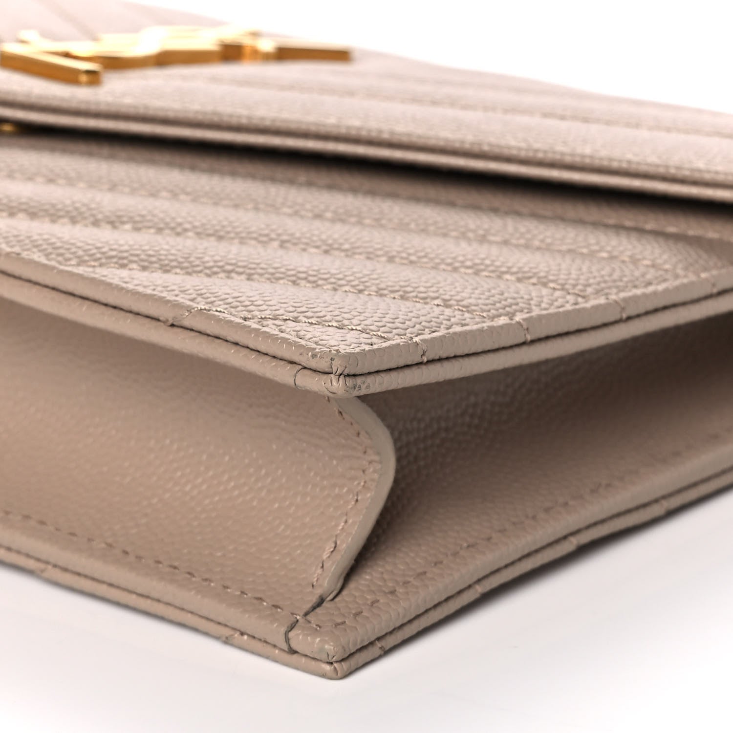 Saint Laurent Grain De Poudre Matelasse Chevron Monogram Envelope Chain Wallet Nude Powder 9 of 9