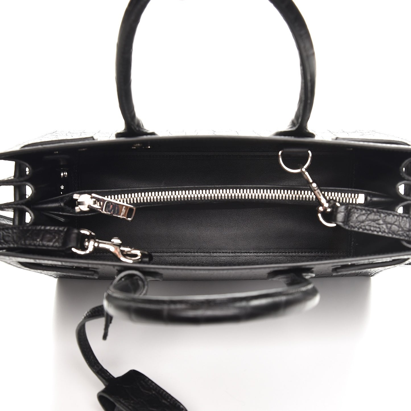 Calfskin Crocodile Embossed Baby Sac De Jour Black