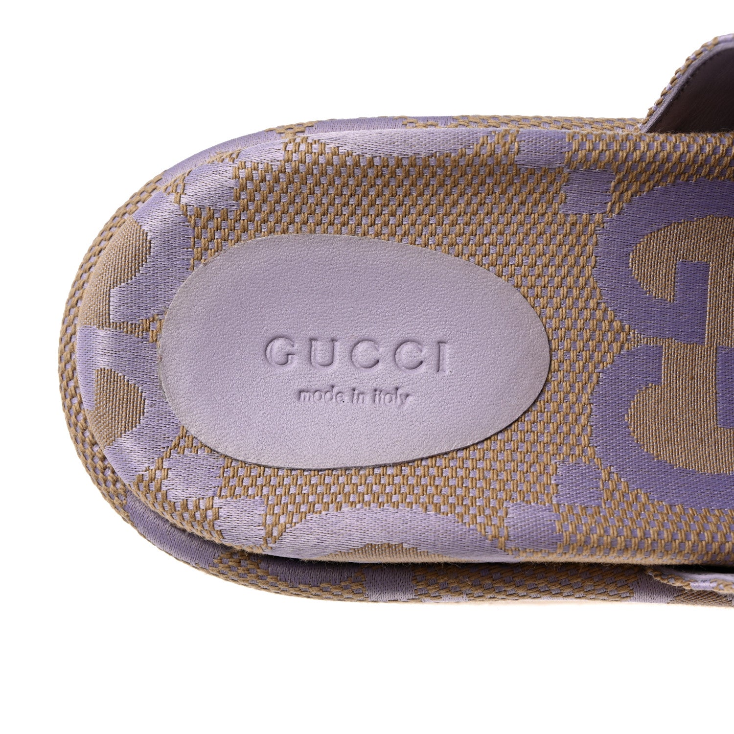 Gucci Monogram Jumbo GG Platform Slide Wedge Sandals 36 Beige Lapis 6 of 8