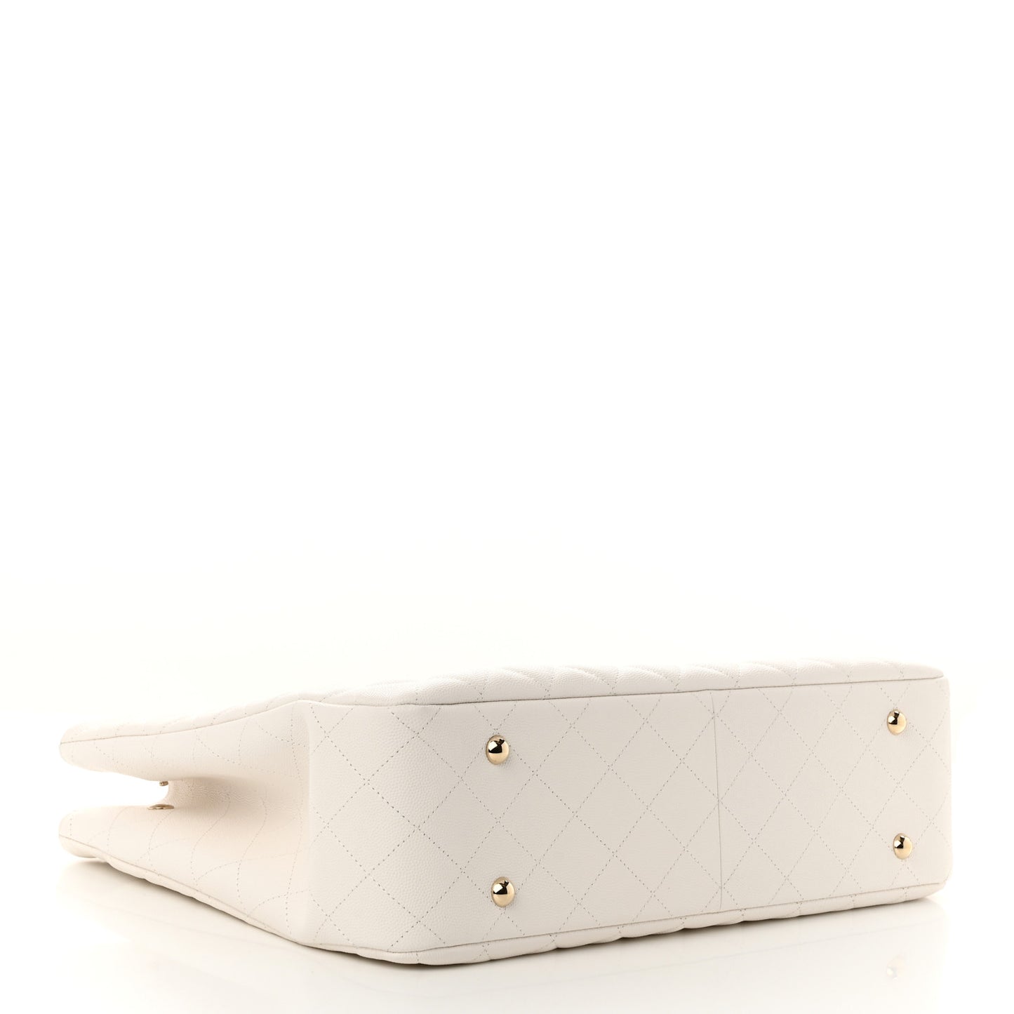 Caviar Quilted Large Classic Shopping Tote White