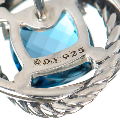 David Yurman Sterling Silver Blue Topaz 7mm Infinity Earrings 4 of 5
