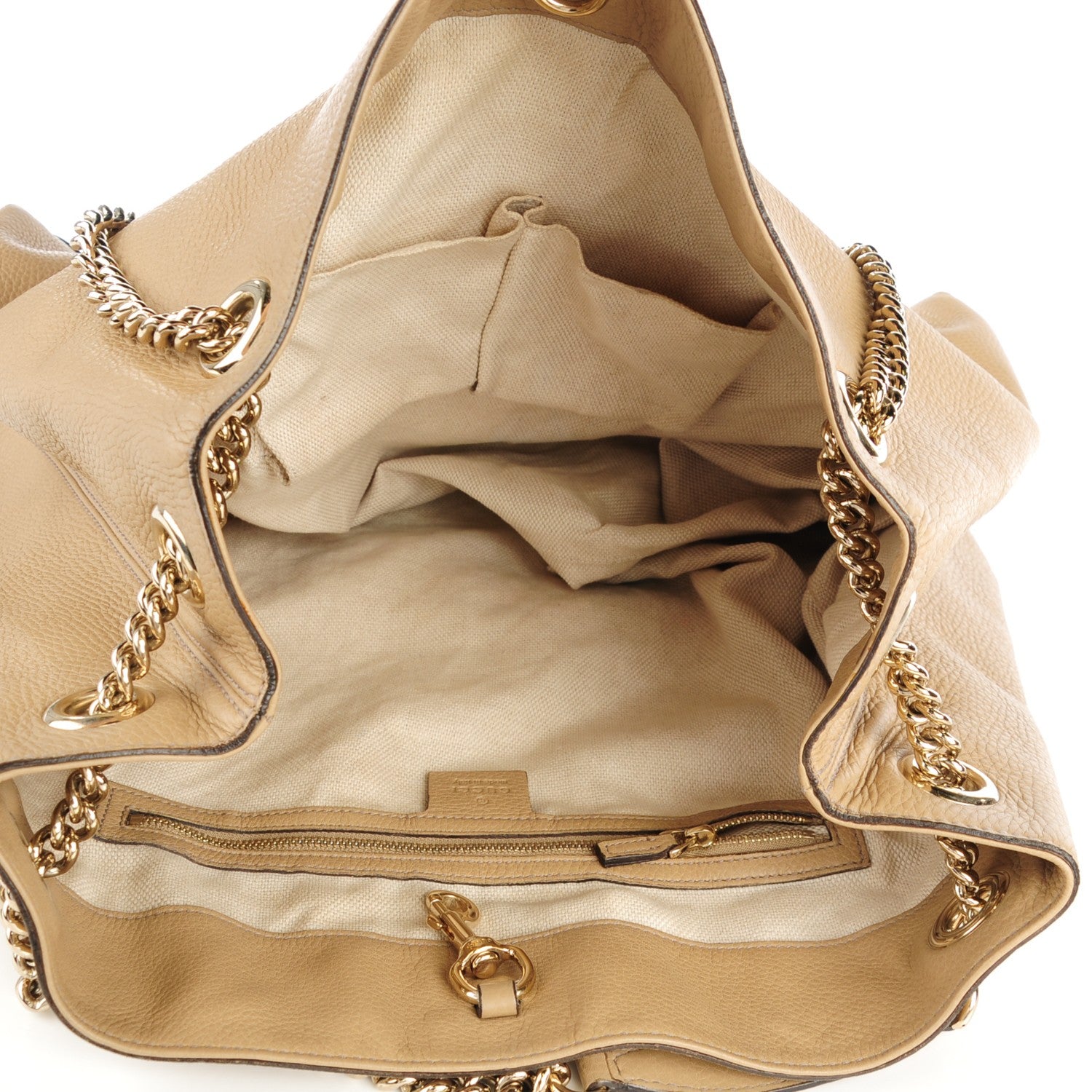 Gucci Pebbled Calfskin Large Soho Chain Shoulder Bag Cream 5 of 7