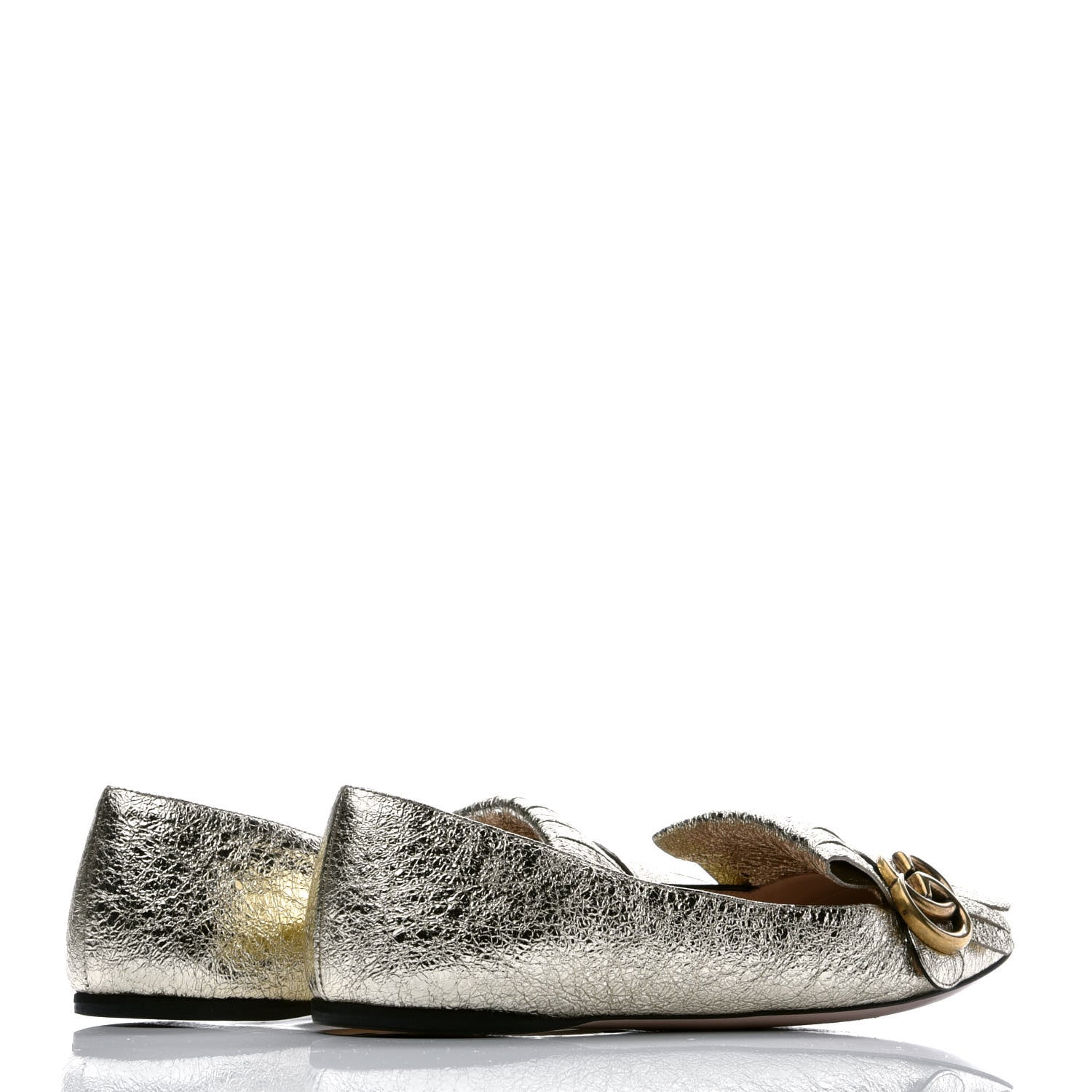 Gucci Galassia GG Marmont Fringe Flats 38 Platino 4 of 9
