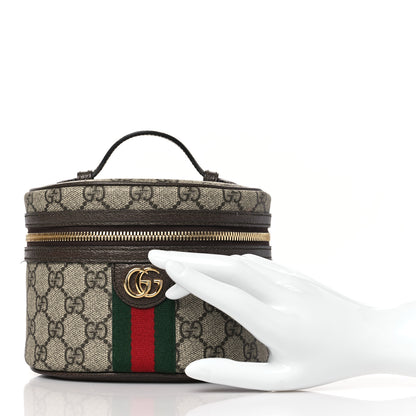 Gucci GG Supreme Monogram Textured Calfskin Web Ophidia Vanity Cosmetic Case Beige Ebony New Acero 3 of 15