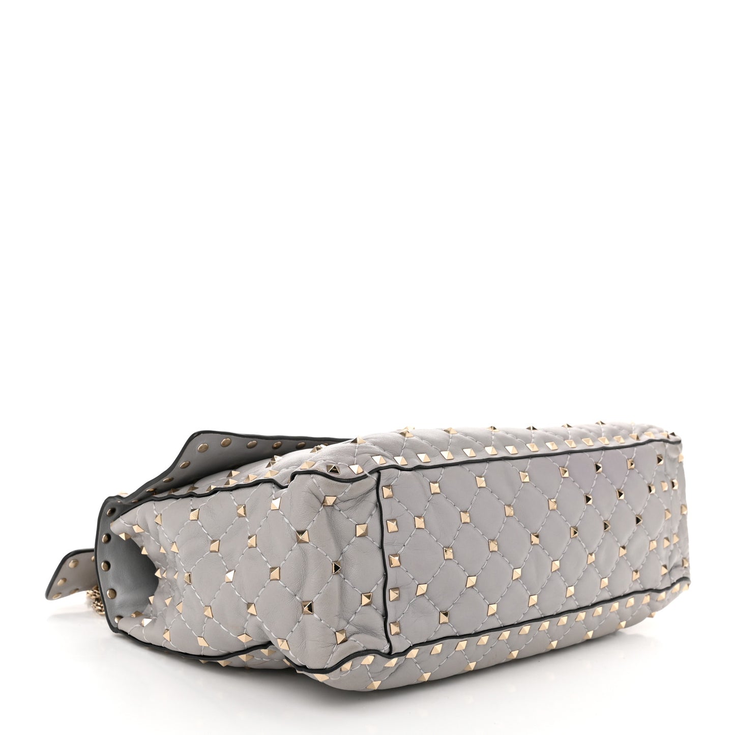 Nappa Large Rockstud Spike Shoulder Bag Pastel Grey
