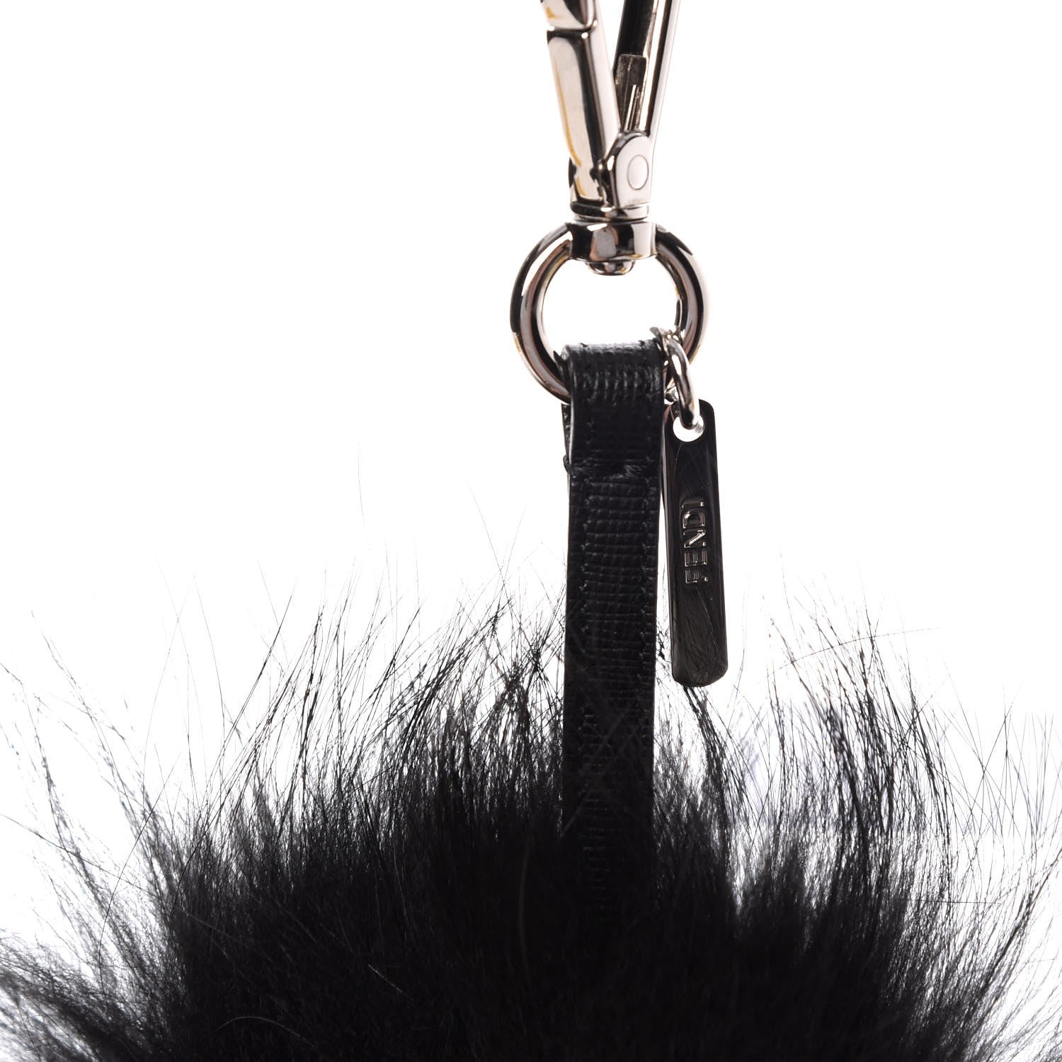 Fendi Vitello Elite Fox Fur Fusto Monster Bag Bug Charm Black Yellow 3 of 6