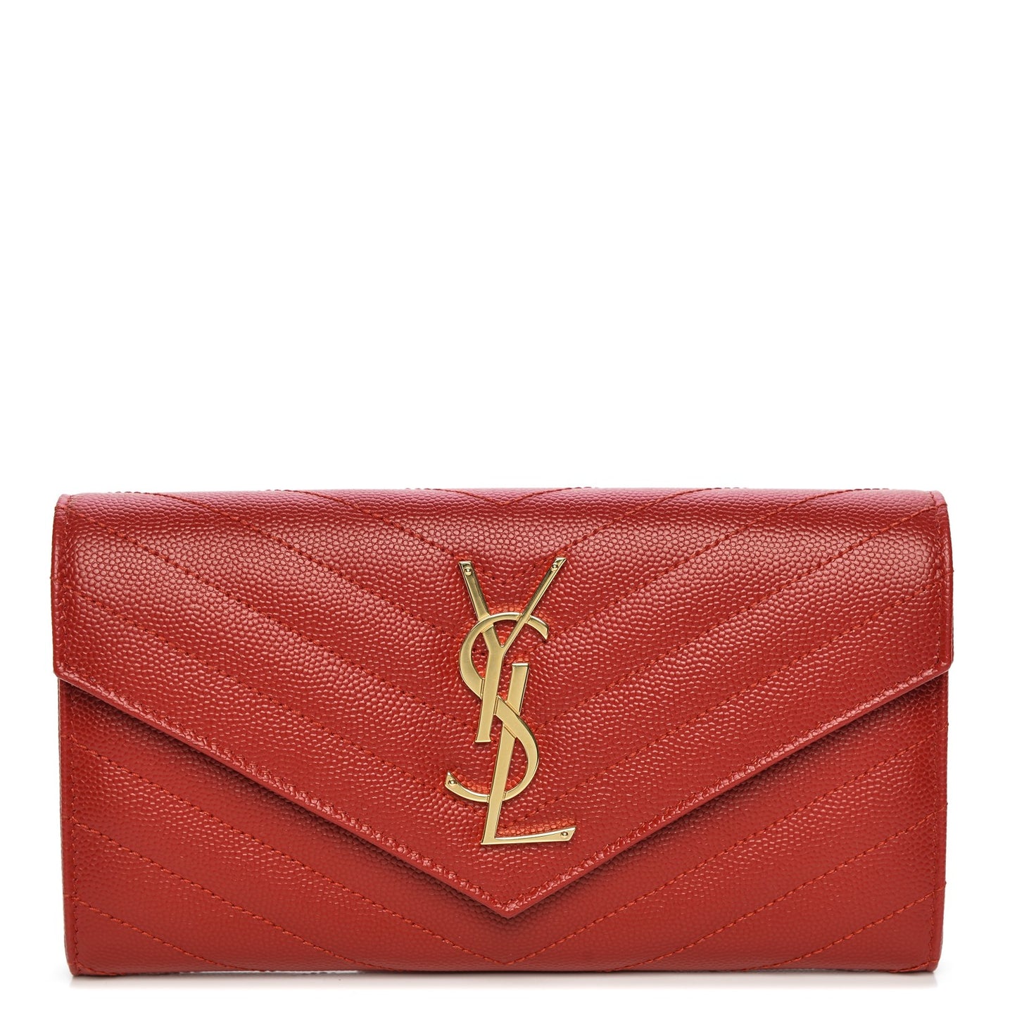 Grain De Poudre Matelasse Chevron Monogram Flap Wallet New Red