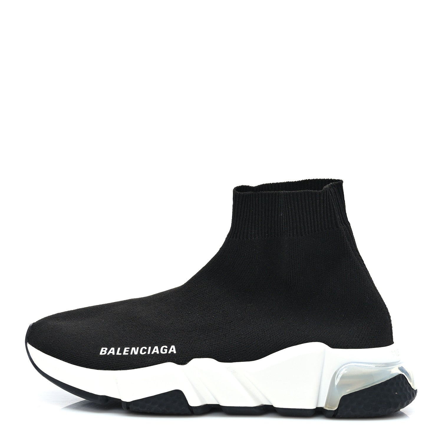 Balenciaga Neoprene Knit Womens Speed Clear Sole Sneakers 36 Black White 1 of 7
