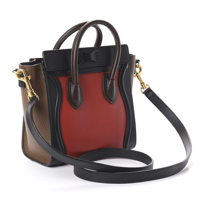 Celine Calfskin Bullhide Nano Tri-Color Luggage Bright Red 2 of 8