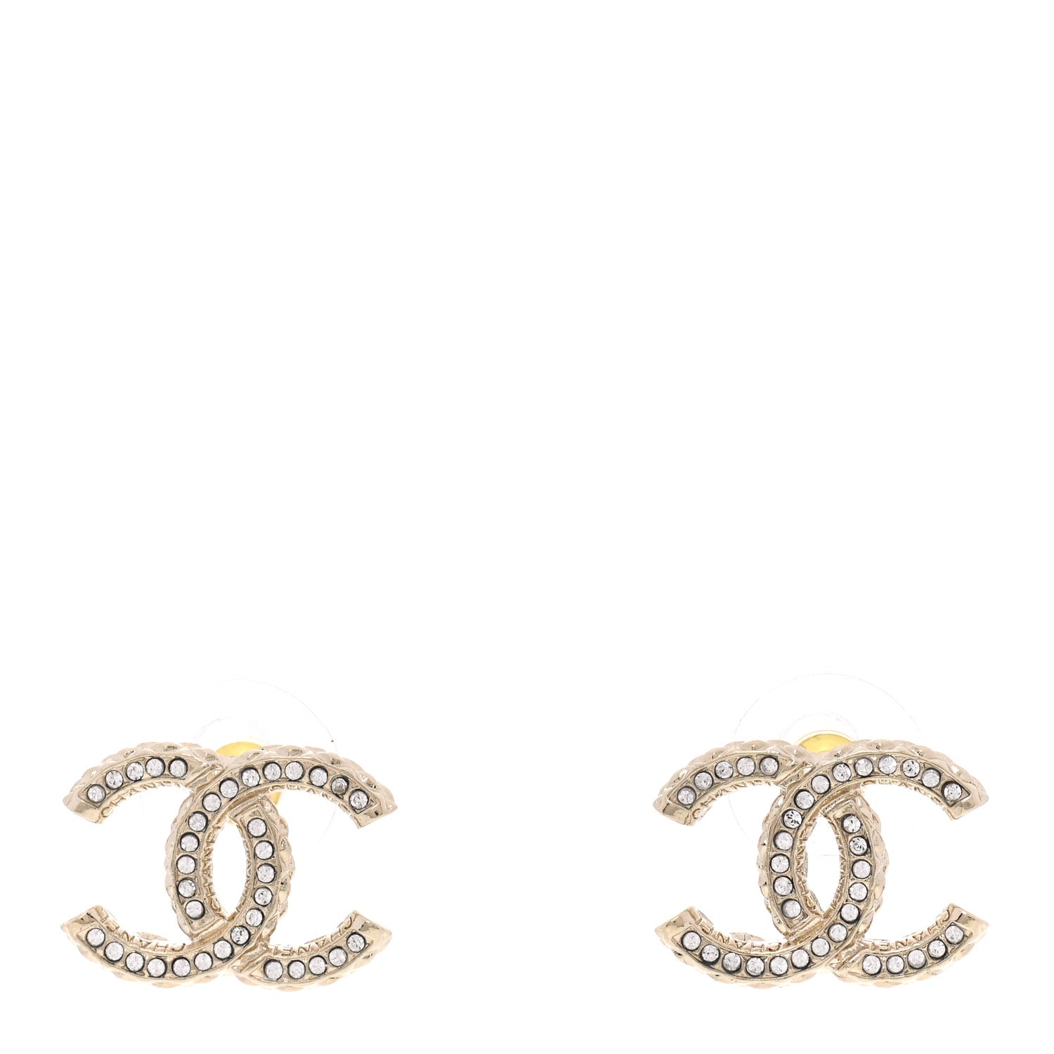 Chanel Crystal CC Earrings Gold 1 of 5