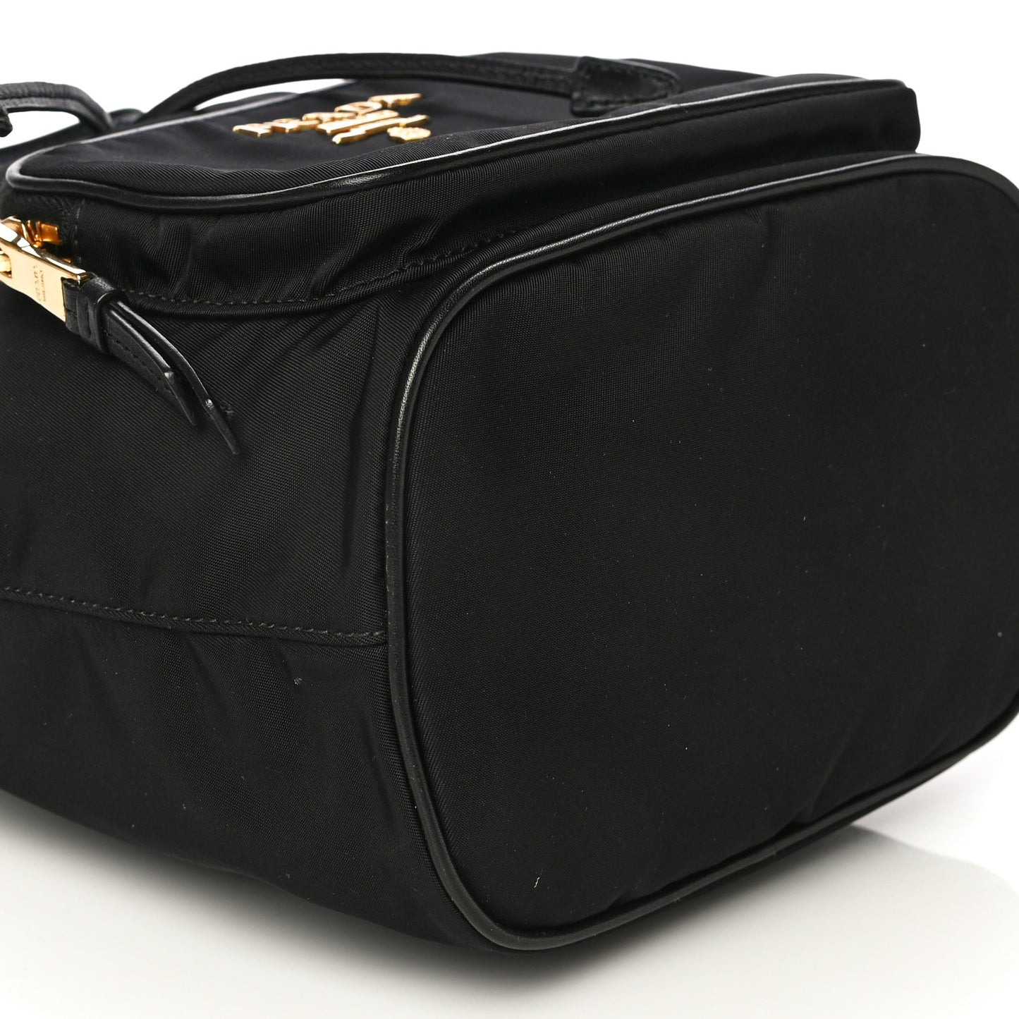 Saffiano Tessuto Nylon Mini Bucket Crossbody Bag Black