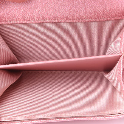 Chanel Iridescent Caviar Flap Quilted Card Holder Wallet Pink 4 of 10