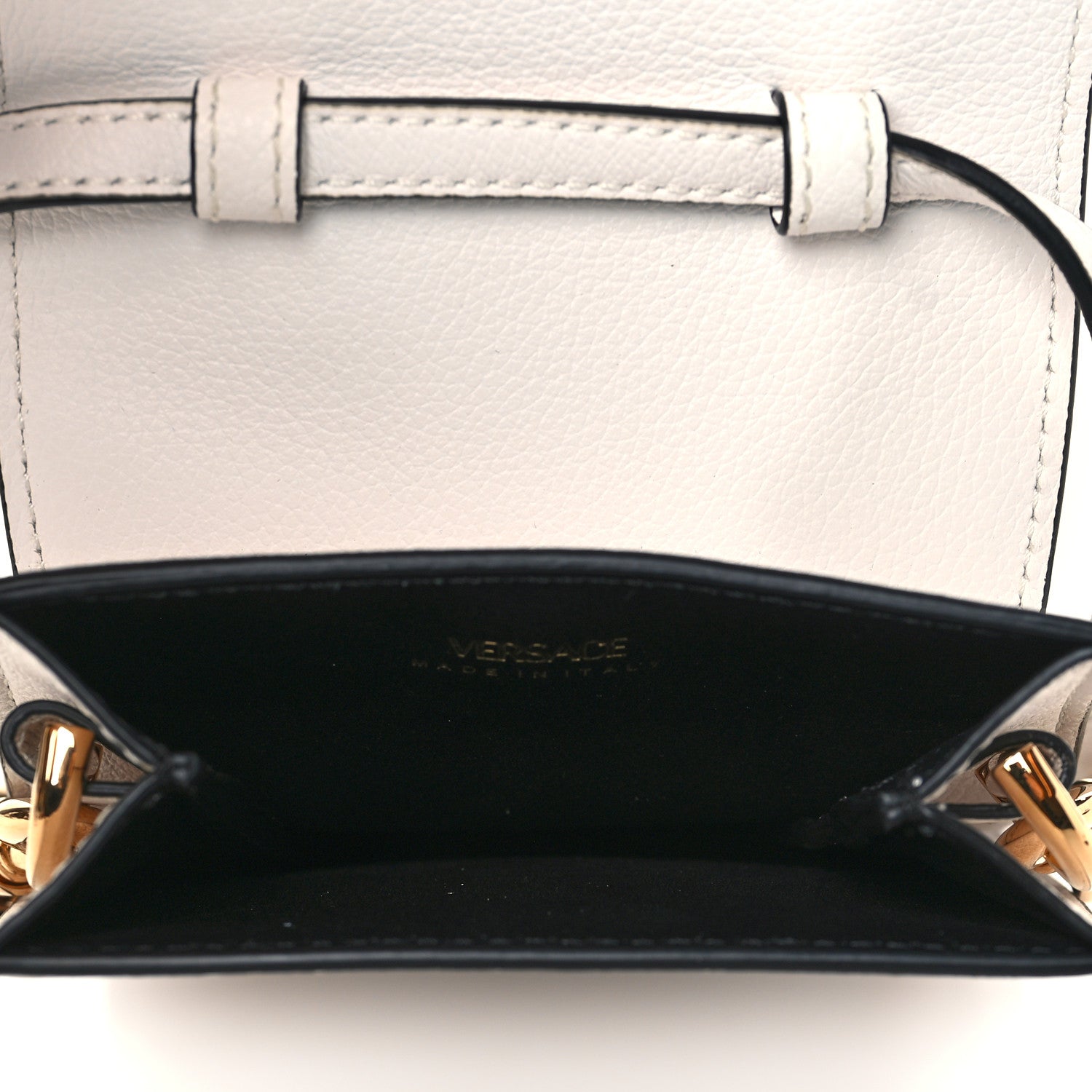 Versace Calfskin La Medusa Chain Crossbody Phone Pouch White 5 of 9