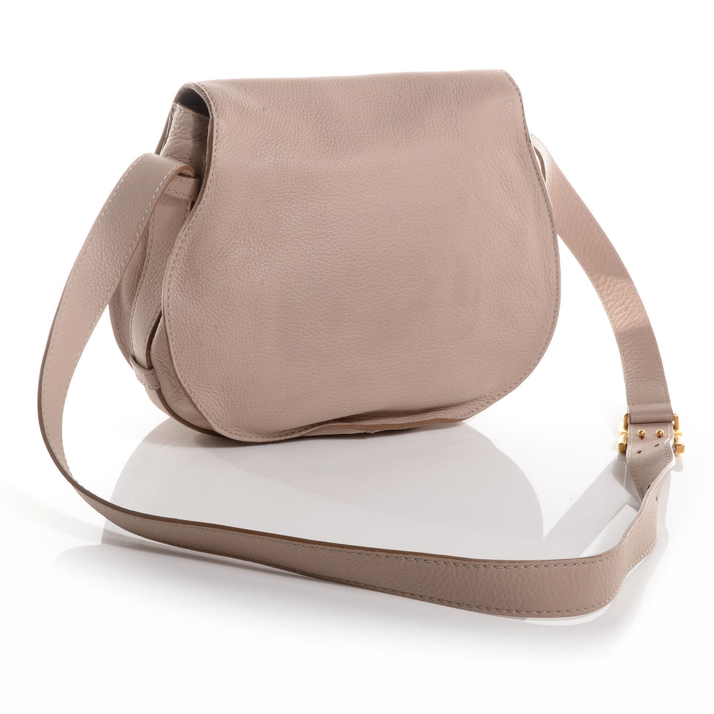 Grained Calfskin Medium Marcie Saddle Bag Nude