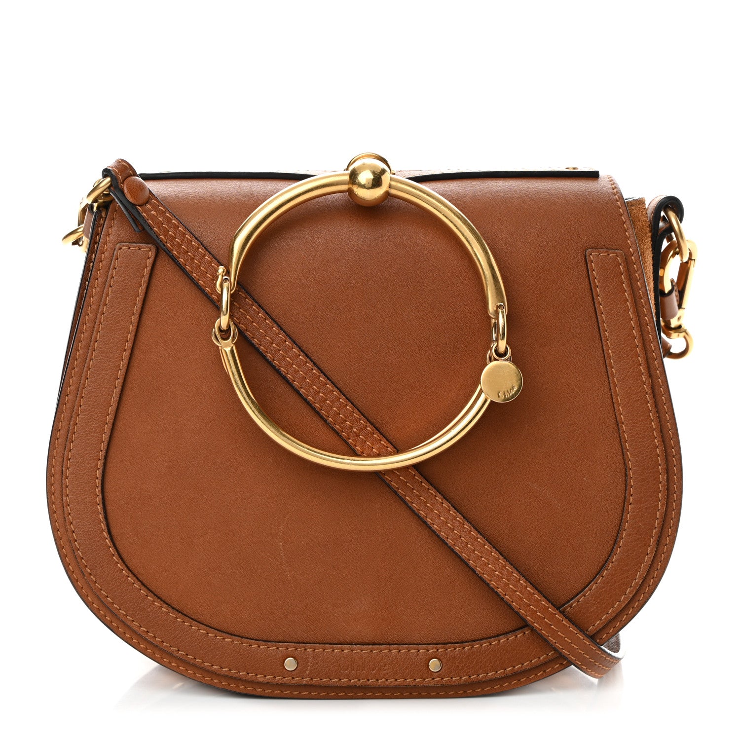 Chloe Calfskin Suede Medium Nile Bracelet Bag Caramel 1 of 19