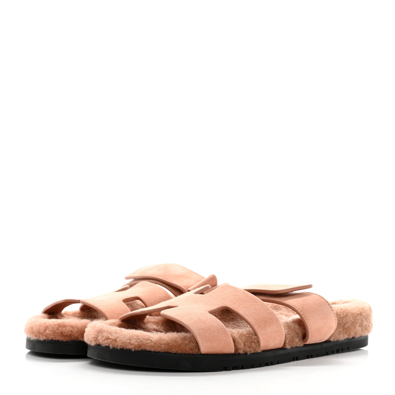 Hermes Suede Goatskin Woolskin Womens Chypre Sandals 39 Rose Aube 3 of 12