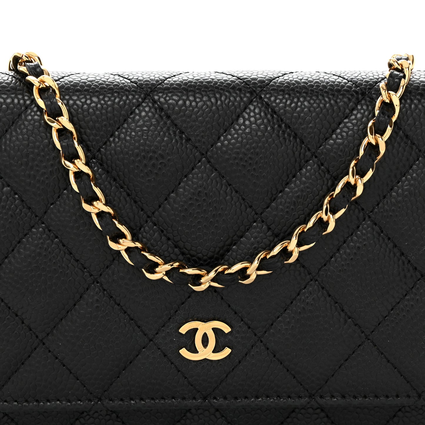Caviar Quilted Wallet on Chain WOC Black