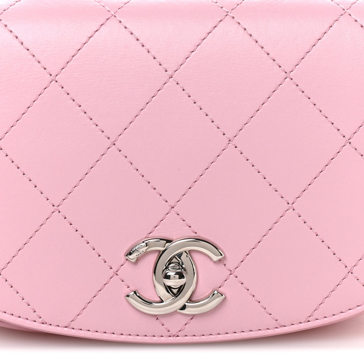 Calfskin Stitched Small Ring My Bag Flap Crossbody Pink
