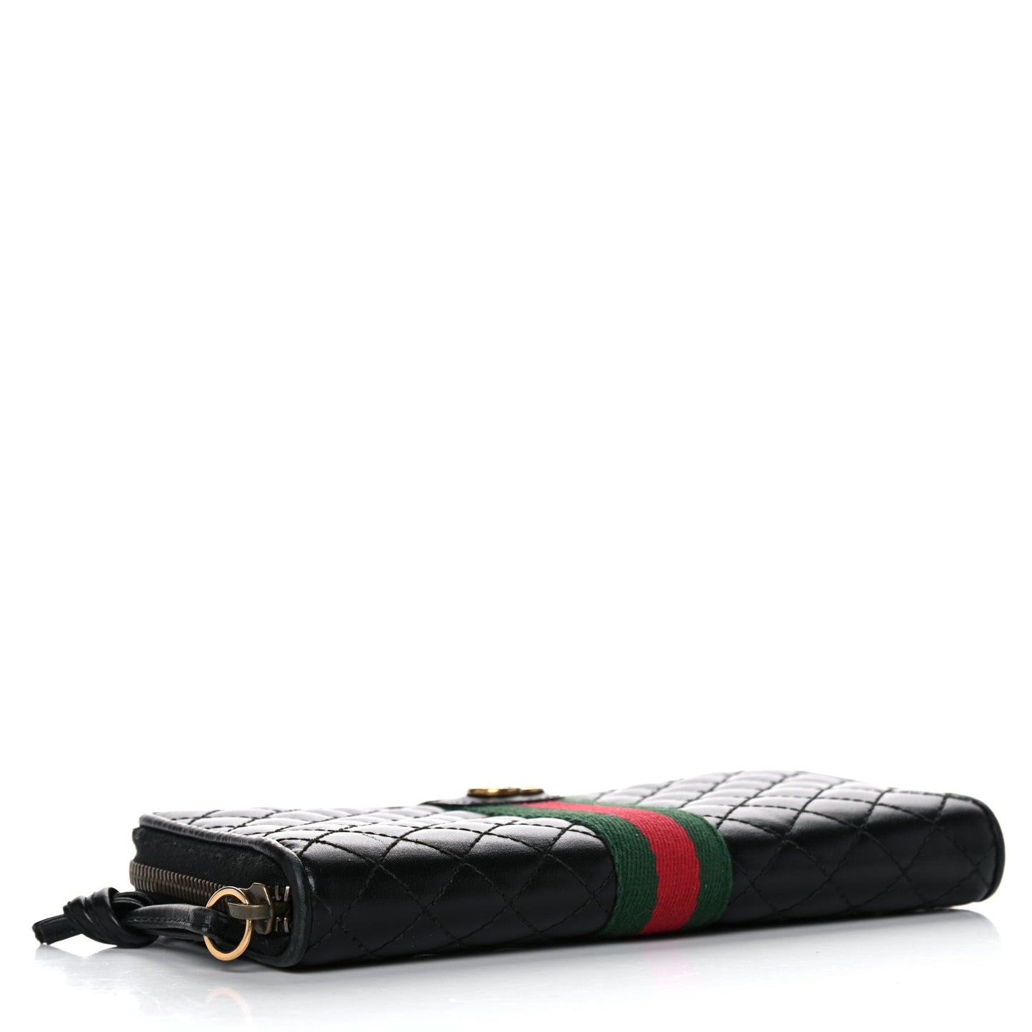 Calfskin Web Trapuntata GG Zip Around Wallet Black