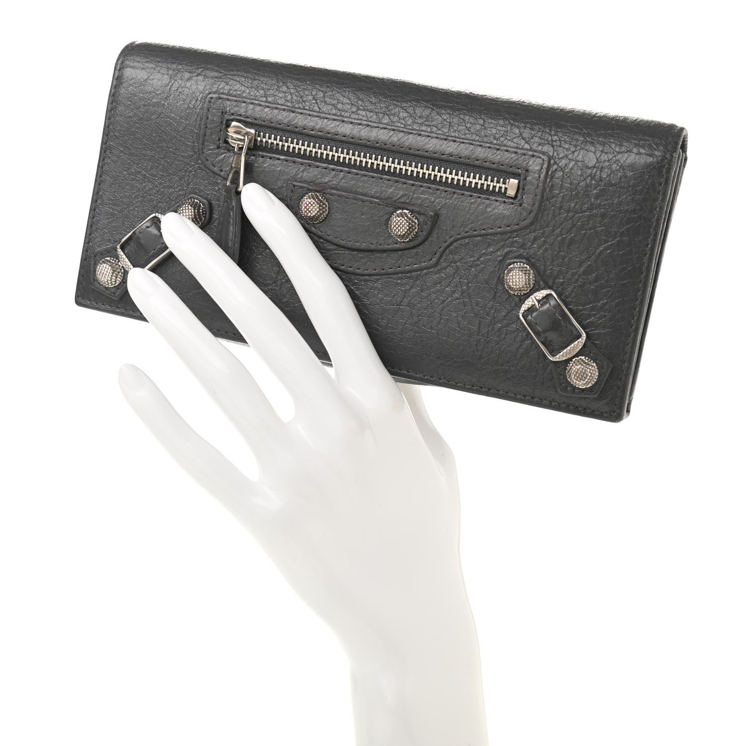 Balenciaga Agneau Giant 12 Silver Hardware Money Wallet Gris Fossile 2 of 11