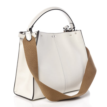 Fendi Vitello Seta Glazed Fabric FF 1974 Medium Peekaboo X-Lite White Ice Mogano Panna 4 of 9