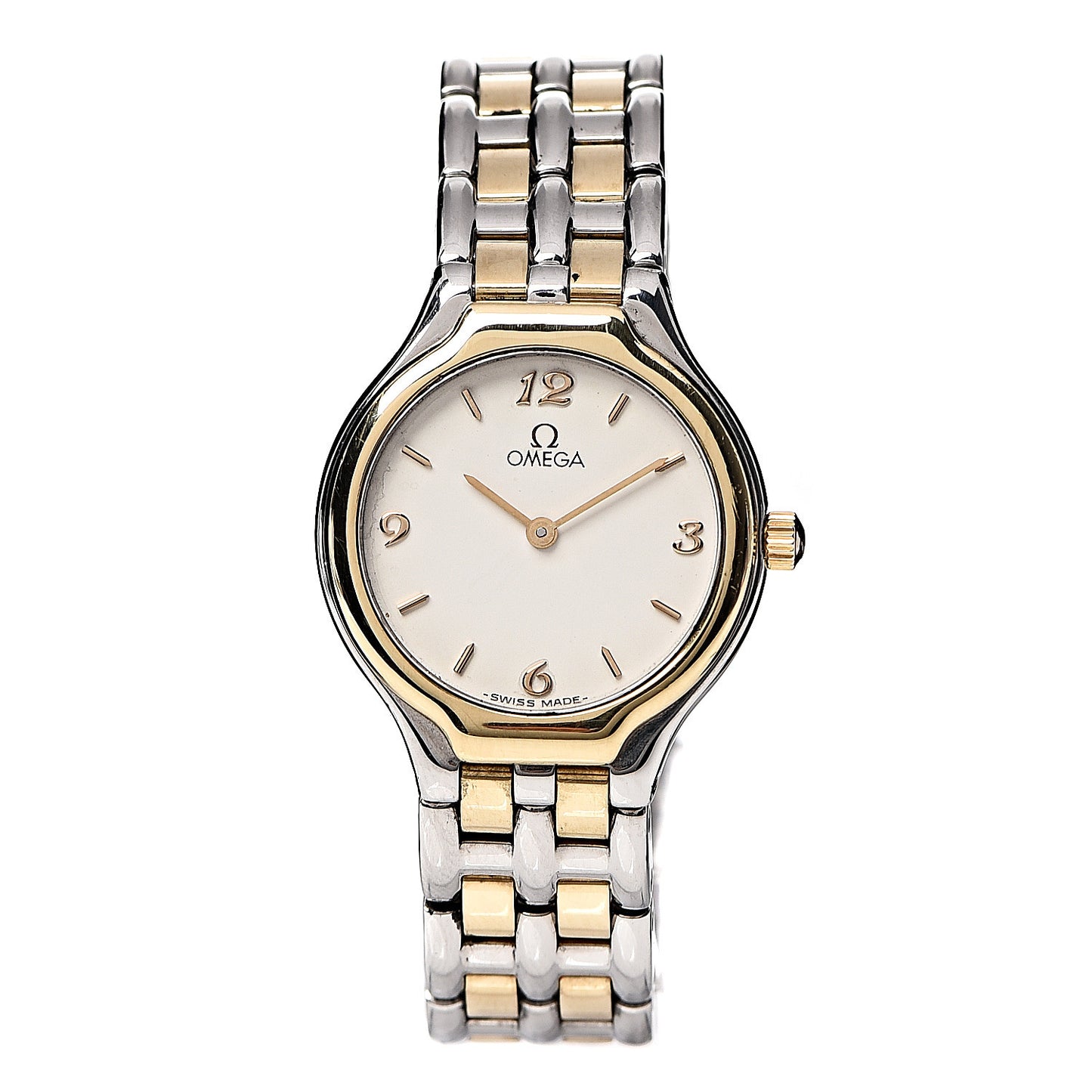 Stainless Steel 18K Yellow Gold 23mm De Ville Quartz Watch White 396.1016