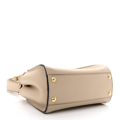 Fendi Vitello Seta Cotton Canvas FF Embroidered Mini Peekaboo Iconic Satchel Nuvola 4 of 10