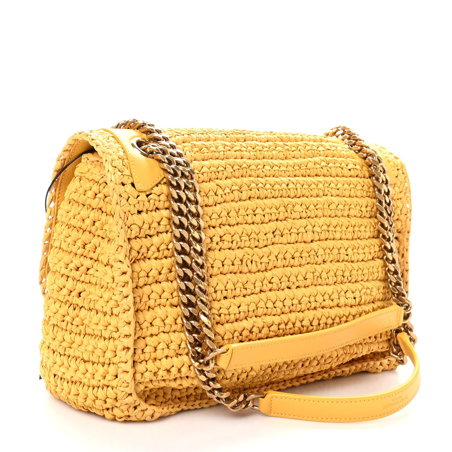 Saint Laurent Raffia Calfskin Monogram Medium Niki Chain Satchel Wheat 3 of 10